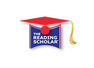 A red and blue graduation cap with the reading scholar logo.